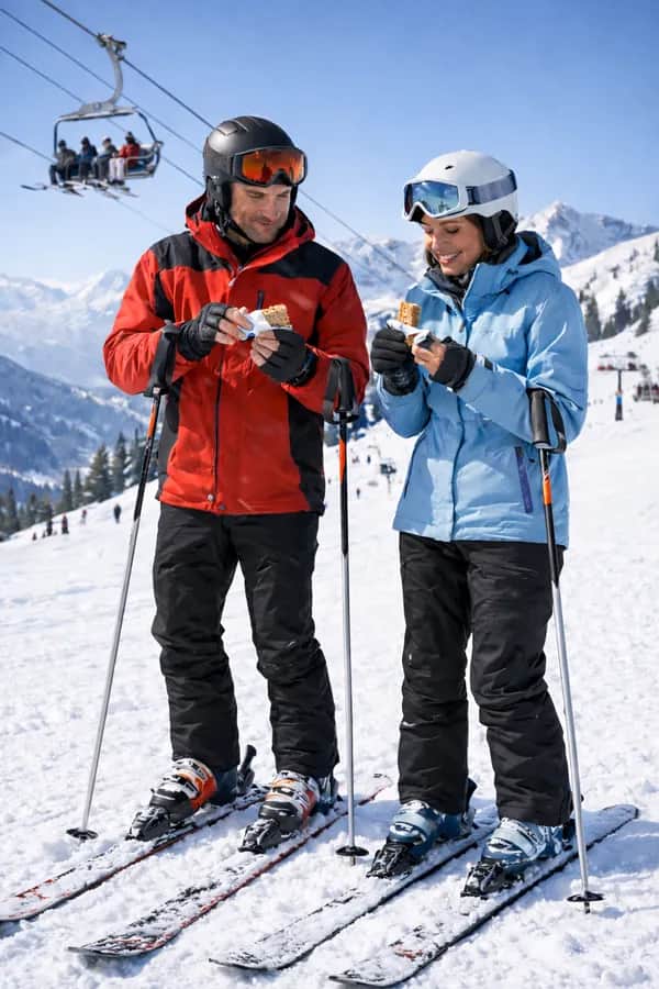 Mehr Energie am Skitag: Erfahre, wie Kälte, Belastung und Ernährung beim Skifahren zusammenspielen und wie du Leistungseinbrüche vermeidest.